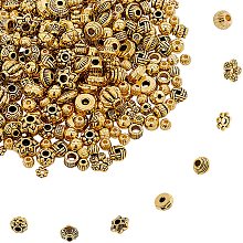 NBEADS About 100g Tibetan Style Alloy Spacer Beads,20 Styles Random Mixed Metal Flower Cone Round Column Spacer Beads for DIY Jewelry Craft Making