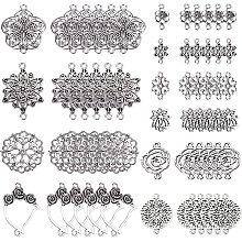 SUNNYCLUE 1 Box 60pcs 10 Styles Clover Flower Connector Charms Findings Chakra Triangle Craft Supplies for DIY Jewelry Bracelet Necklace Earring Making Crafting Accessories, Antique Silver