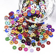 Honeyhandy Ornament Accessories, PVC Plastic Paillette/Sequins Beads, Flat Round, Mixed Color, 1.5~4x0.3mm, Hole: 1mm