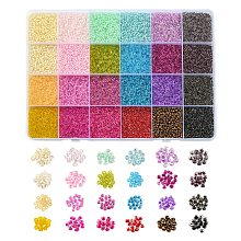 Honeyhandy 19200Pcs 24 Colors 12/0 Glass Seed Beads, Transparent, Round, Mixed Color, 2~2.5x1.5~2mm, Hole: 0.8mm, about 800Pcs/color