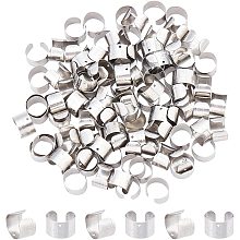 DICOSMETIC 100Pcs Stainless Steel Ear Cuff Findings Non Piercing Earrings Ring with Word Cartilage Ear Clips Set Adjustable for Men and Women Earring Making Craft, Hole: 0.9mm