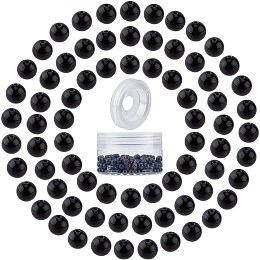 SUNNYCLUE DIY Stretch Bracelets Making Kits, include Natural Obsidian Round Beads, Elastic Crystal Thread, Beads: 6~6.5mm, Hole: 0.8~1mm; 200pcs/box