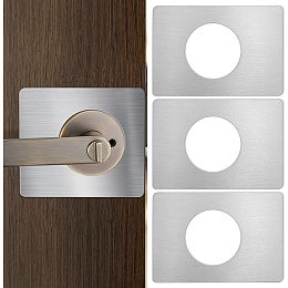 CHGCRAFT 4Pcs Door Reinforcement Plate Door Lock Repair Plate Stainless Steel Door Knob Lever Deadbolt Fixing Filler Repair Backplate, 130x90x1mm, Hole: 55mm