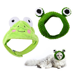 CHGCRAFT 2Pcs 2 Styles Pet Costume Frog Hat Headband Puppy Kitty Headband Headwear Frog Shape Weaving Handmade Knitted for Cats Dogs Festival Birthday Halloween Daily Wear