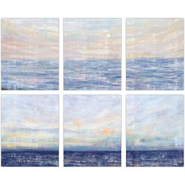 SUPERDANT 6pcs Abstract Canvas Wall Art Prints Ocean Painting Coastal Artwork Abstract Coastal Sunrise Landscape Posters Unframed Seascape Picture for Home Living Room Bathroom Office Decorations