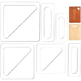 BENECREAT 2 Sets 6 Size Acrylic Charcuterie Board Handle Template, Clear Triangular Elliptical Cut Tracing Stencils for Woodworkers and Makers