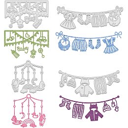 GLOBLELAND 4pcs Metal Baby Shower Cutting Dies Stencils for DIY Scrapbooking Album Decorative Wedding Invitation Card Making