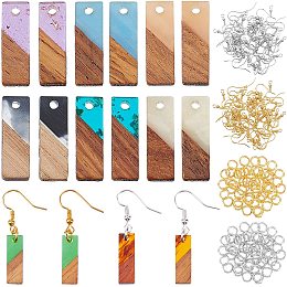 OLYCRAFT 176PCS Resin Wooden Earring Pendants Rectangle Resin Walnut Wood Jewelry Findings Vintage Resin Wood Statement Jewelry Findings for Necklace and Earring Making -Mixed Colors