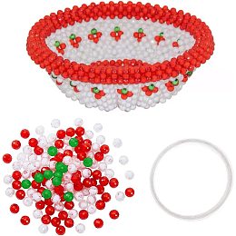 AHANDMAKER Beaded Fruit Basket Making Kit, 3 Colors Acrylic Beads with Crystal Thread DIY Basket Weaving Supplies Set for Home Kitchen Storage Crafts