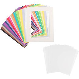 NBEADS 20 Pcs Paper Photo Frames, 8.5x6.5 Inch DIY Cardboard Photo Frames with 20 Pcs Transparent PVC Film for DIY Home Wall Photo Corner Decoration