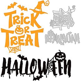 GLOBLELAND 2 Sets Halloween Title Cutting Dies for DIY Scrapbooking Metal Halloween Word Trick or Treat Die Cuts Spider Web Bat Embossing Stencils Template for Paper Card Making Decoration Album