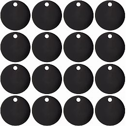 BENECREAT 20Pcs Black Flat Round Stamping Blank Tags 1.2 Inch Aluminum Tags with Hole for Bracelet Jewelry Making 0.04 Inch Thickness