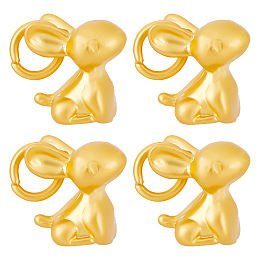 SUNNYCLUE 1 Box 20Pcs Rabbit Charms Bunny Charm Statue Chinese Zodiac New Year 2023 Rabbit Charms 3D Lucky Blessing Alloy Charm for jewellery Making Charms Keychain DIY Gift Box Souvenir Matte Golden