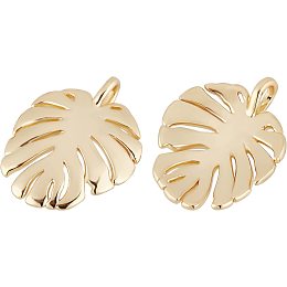 BENECREAT 10pcs 18K Gold Plated Brass Monstera Leaf Charms Leaf Filligree Pendants for DIY Jewelry Making Necklace Bracelet