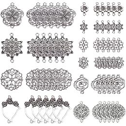 SUNNYCLUE 1 Box 60pcs 10 Styles Clover Flower Connector Charms Findings Chakra Triangle Craft Supplies for DIY Jewelry Bracelet Necklace Earring Making Crafting Accessories, Antique Silver