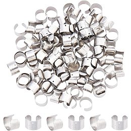 DICOSMETIC 100Pcs Stainless Steel Ear Cuff Findings Non Piercing Earrings Ring with Word Cartilage Ear Clips Set Adjustable for Men and Women Earring Making Craft, Hole: 0.9mm