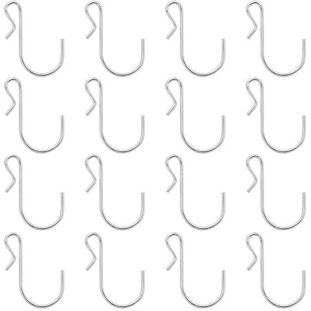 NBEADS Iron S-Hook Clasps, Platinum, 44x31.5x1.5mm; 100pcs/box