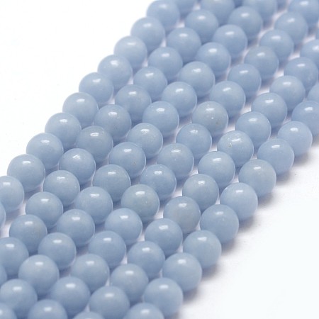 ARRICRAFT Natural Angelite Beads Strands, Anhydrite Beads, Round, Light Steel Blue, 6mm, Hole: 1mm, about 65pcs/strand, 15.7 inches