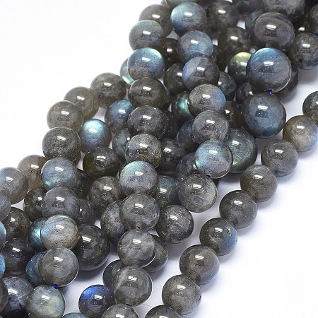 ARRICRAFT Natural Labradorite Beads Strands, Grade A, Round, 10mm, Hole: 0.8mm, about 40~41pcs/strand, 15.3~16.3 inches(39~41.5cm)