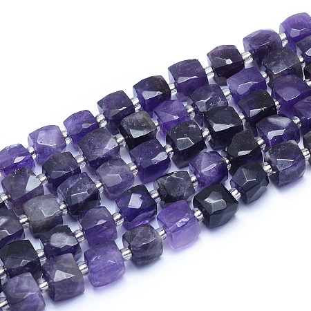 Arricraft Natural Amethyst Beads Strands, Faceted, Cube, 9~10.5x9~10.5x9~10.5mm, Hole: 1mm, about 32pcs/strand, 15.55 inches(39.5cm)