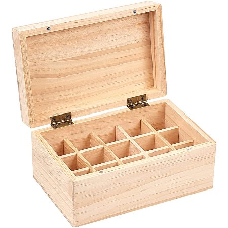 OLYCRAFT Wooden Essential Oil Box Wooden Organizer Holds 15 Essential Oil Bottles 5 mL, 10 mL and 15mL Sizes Wooden Oil Case Holder for Home Storage & Display