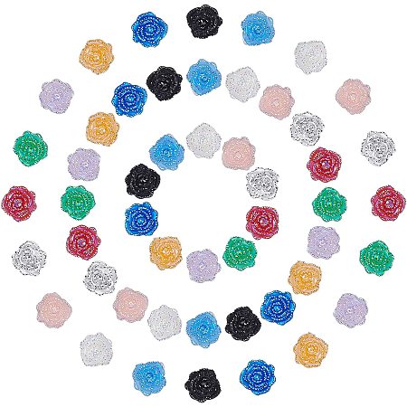 SUNNYCLUE 1 Box 100Pcs 10 Colors Flower Rose Cabochons Rhinestone Flatback Rose Slime Charms Colorful Druzy 3D Floral Beads for Hair Clips DIY Scrapbooking Crafts Decoration Supplies