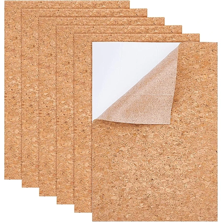 BENECREAT 6pcs 8.3x11.7inch Self-Adhesive Cork Sheets, Broken Flower Pattern Cork Leather Sheets for Coaster, Wall Decoration
