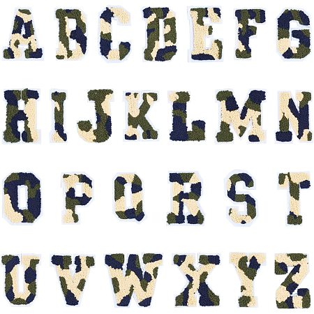 NBEADS 26 Pcs Chenille Letter Iron on Patches, Camoflauge Iron On Letters Patch Embroidered Sew On Letters Alphabet Patches Sew On Alphabet for Shoes Hat Bag Clothing Supplies