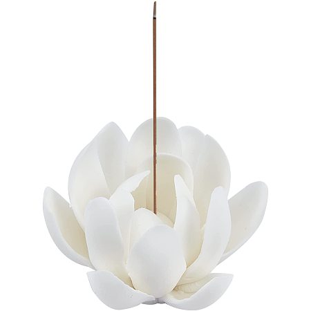 GORGECRAFT White Lotus Incense Holder Ceramic Incense Burner Flower Stick for Yoga Studio Living Room Home Decor(2.1 Inch)