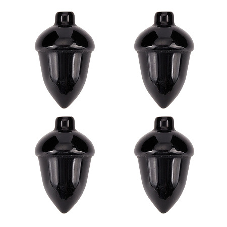 Arricraft 4Pcs Natural Black Obsidian Beads, No Hole/Undrilled, for Wire Wrapped Pendant Making, Filbert, 27.5~30x18~19.5mm