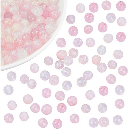 NBEADS 180 Pcs 8mm Natural Stone Beads Round, Natural White Jade Beads Faceted, 8mm Dyed Natural Gemstone Beads Gemstone Bead Charms for Necklace Bracelet Jewelry Making, Hole: 1mm