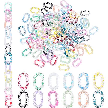 PandaHall 12 Colors Large Acrylic Linking Rings, 120pcs Oval Quick Link Rings Connectors Open Jewelry Linking Rings for DIY Purse Eyeglass Cable Chain Lanyard Trouser Chain Phone Strap