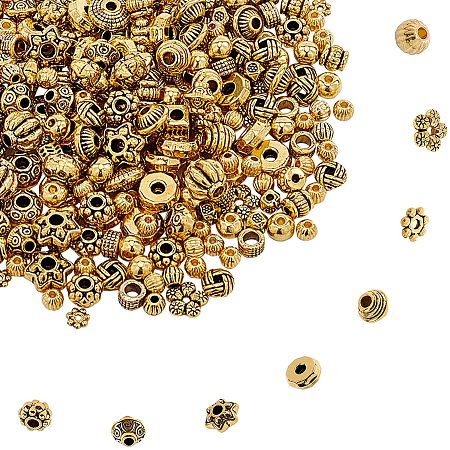 NBEADS About 100g Tibetan Style Alloy Spacer Beads,20 Styles Random Mixed Metal Flower Cone Round Column Spacer Beads for DIY Jewelry Craft Making