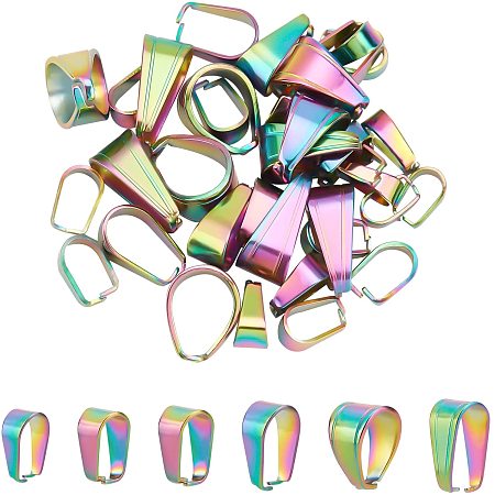UNICRAFTALE 48pcs 6 Style Stainless Steel Snap Bail Hook Pinch Clip Pendant Pendant Charms Clasps Chain Connector for Neckalce Jewelry DIY Craft Making 4-11mm