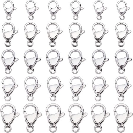 UNICRAFTALE 50Pcs 5 Size Stainless Steel Color Lobster Claw Clasps Polished 316 Surgical Stainless Steel Lobster Clasps Necklace Clasp Lobster Claw Hook Jewellery Clasps for Necklace Bracelet Making