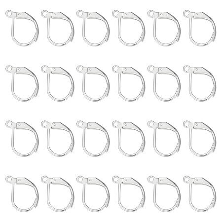 Unicraftale 40Pcs 304 Stainless Steel Leverback Earring Findings, with Horizontal Loops, Silver, 15x10x1.5mm, Hole: 1.2mm, Pin: 1x0.8mm