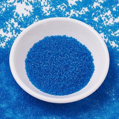 MIYUKI Delica Beads, Cylinder, Japanese Seed Beads, 11/0, (DB0787) Dyed Semi-Frosted Transparent Capri Blue, 1.3x1.6mm, Hole: 0.8mm; about 2000pcs/10g