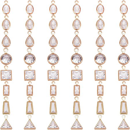 NBEADS 48 Pcs 8 Styles Clear Cubic Zirconia Charms, Geometry Teardrop Horse Eye Micro Pave Charms CZ Charms Transparent Cubic Zirconia Charms for Jewelry Making
