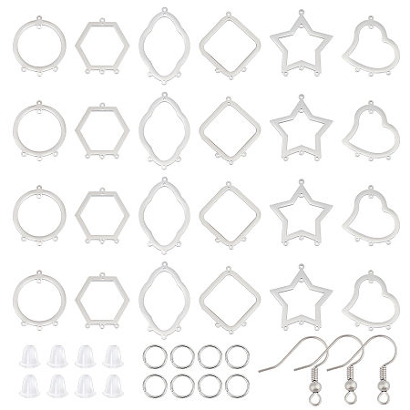 Unicraftale DIY 304 Stainless Steel Chandelier Earring Making Kits, include Chandelier Components Links & Jump Rings & Earring Hooks, Mixed Shapes, Stainless Steel Color, Links: 12pcs/box