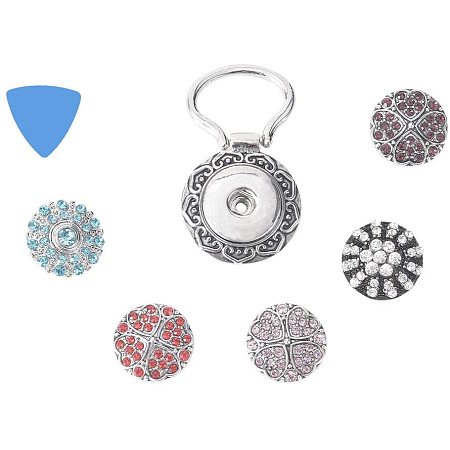 DIY Brooch Making, with Magnetic Alloy Brooch Findings, Plastic Unloading Tools, Alloy Rhinestones Snap Jewelry Buttons, Mixed Color