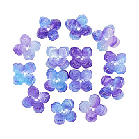 4-Petal Cellulose Acetate(Resin) Bead Caps, Flower, Steel Blue, 14x14x6mm, Hole: 1.2mm, 100pcs/box