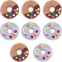 BENECREAT 8Pcs 2 Colors Felt Doughnut Ornaments, Grey Brown Handmade Weaving Decoration for Room, Office or Keychain Decoration