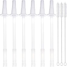 GORGECRAFT Reusable Straws for 1/Half Gallon Water Bottles Detachable Straw Replacement Reusable Silicone Straw Cut Short to Fit Any Big Jug Bottle with Spout Lid/Cap (6 Straws+3 Cleaner Brushes)