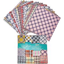 GORGECRAFT 24PCS 12 Styles Scrapbook Paper Pad 12 x 12 Inch Colorful Plaid Pattern Paper Pack Tartan Background Decorative Craft Paper Cardstock for DIY Card Making Scrapbooking Gift Wrapping