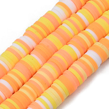 Honeyhandy Handmade Polymer Clay Beads Strands, for DIY Jewelry Crafts Supplies, Heishi Beads, Disc/Flat Round, Orange, 6x0.5~1mm, Hole: 1.8mm, about 290~320pcs/strand, 15.75 inch~16.14 inch(40~41cm)