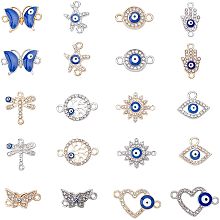 Arricraft 40 Pcs Assorted Evils Eye Connector Charms, Crystal Evils Eye Alloy Links Charm Enamel Connector Pendants for DIY Bracelet Necklace Jewelry Making