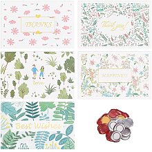 CRASPIRE Thank You Cards with Envelopes 10 Packs Best Wishes Card Set with Floral Pattern, 45pcs Adhesive Wax Seal Stickers, for Wedding Birthday Party Mother's Day Valentine's Day, Mixed Color