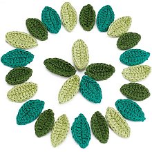 FINGERINSPIRE 30pcs Handmade Crocheted Leaves in 3 Color Crochet Green Leaf Handmade Crocheted Flowers Leaves Small Leaf Applique for Decorative Cardmaking Scrapbook Craft