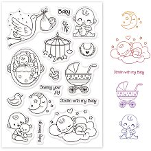 GLOBLELAND Baby Moon Cradle Silicone Clear Stamps Baby Shower Transparent Stamp for Christmas Birthday Valentine's Day Cards Making DIY Scrapbooking Photo Album Decoration Paper Craft