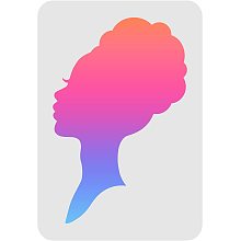 FINGERINSPIRE African Women Queen Stencil Template 11.6x8.3 inch Plastic Woman Head Pattern Drawing Painting Stencils Rectangle Reusable Stencils for Painting on Wood, Floor, Wall and Tile